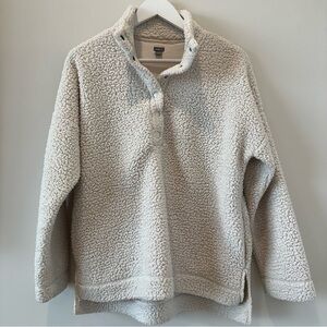Aerie Sherpa Jacket Quarter Zip Sweatshirt Cream Teddy Coat Cozy Warm Ski Snow